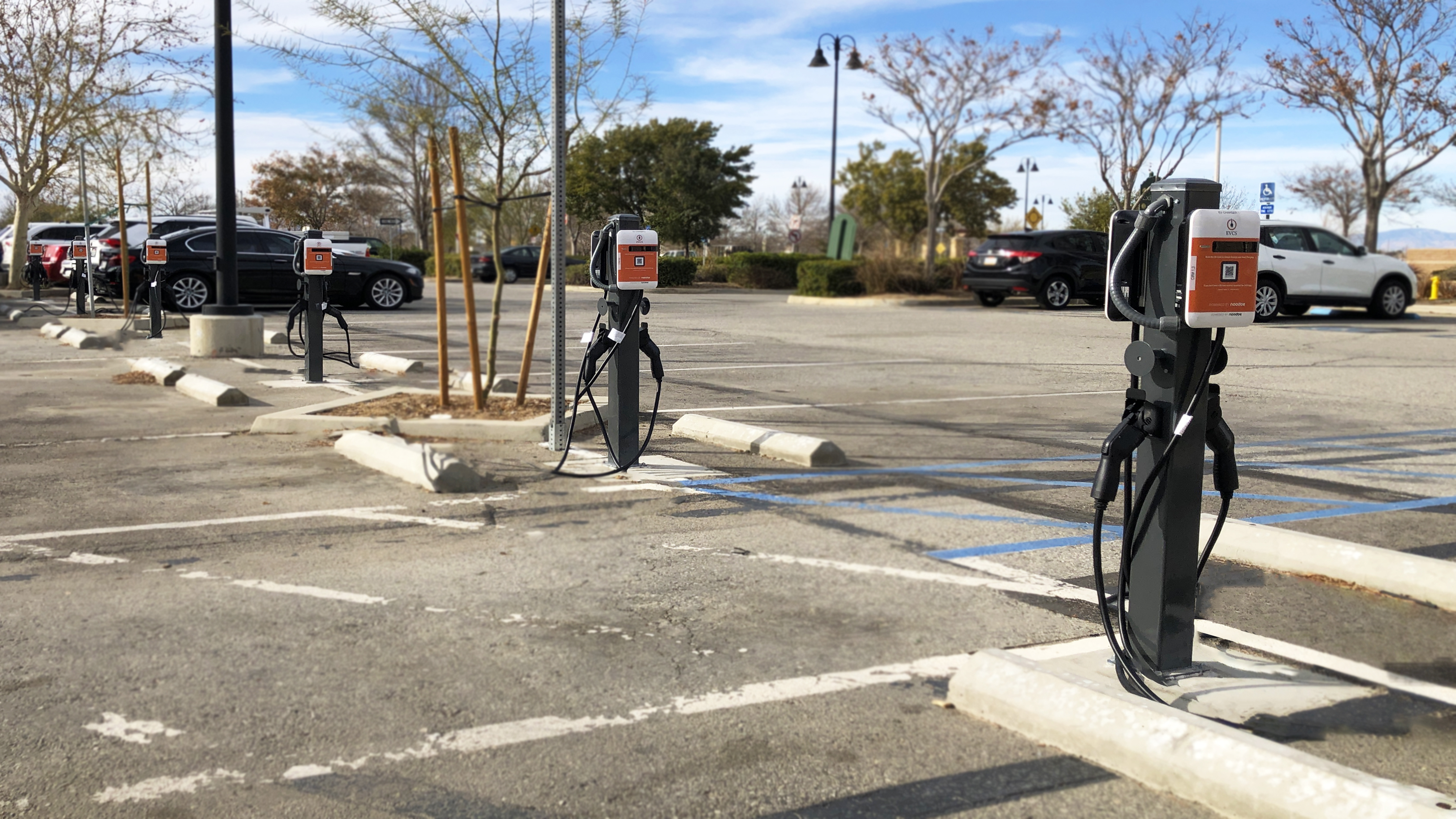 EV charging station at Palmdale Metrolink Clock Tower