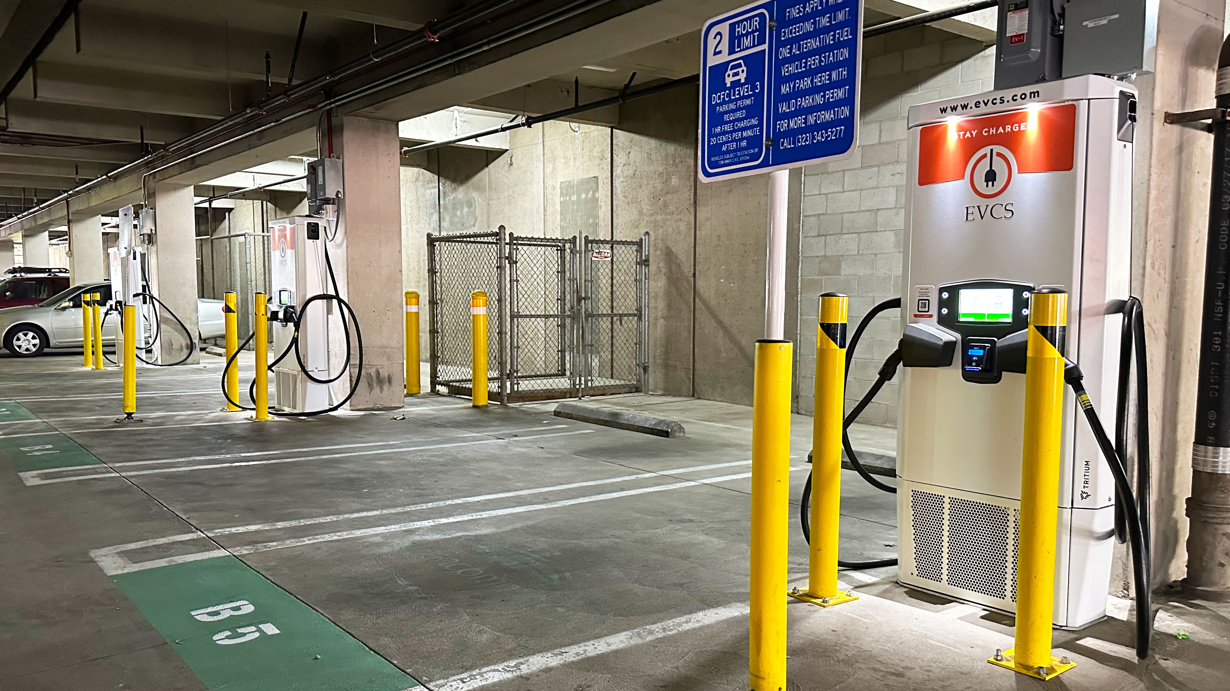 EV charging station at CSULA Parking Structure B