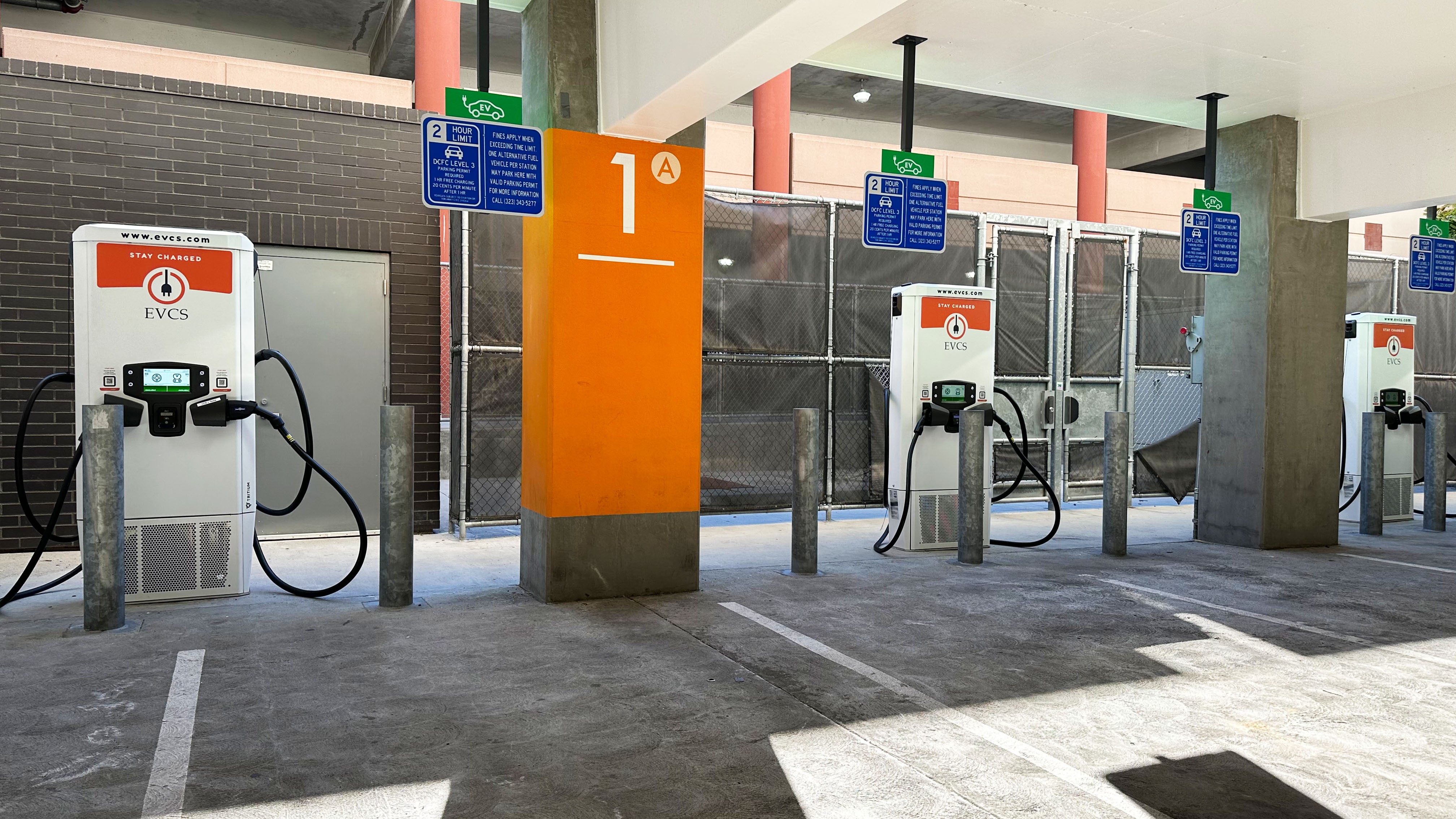 EV charging station at CSULA Parking Structure E