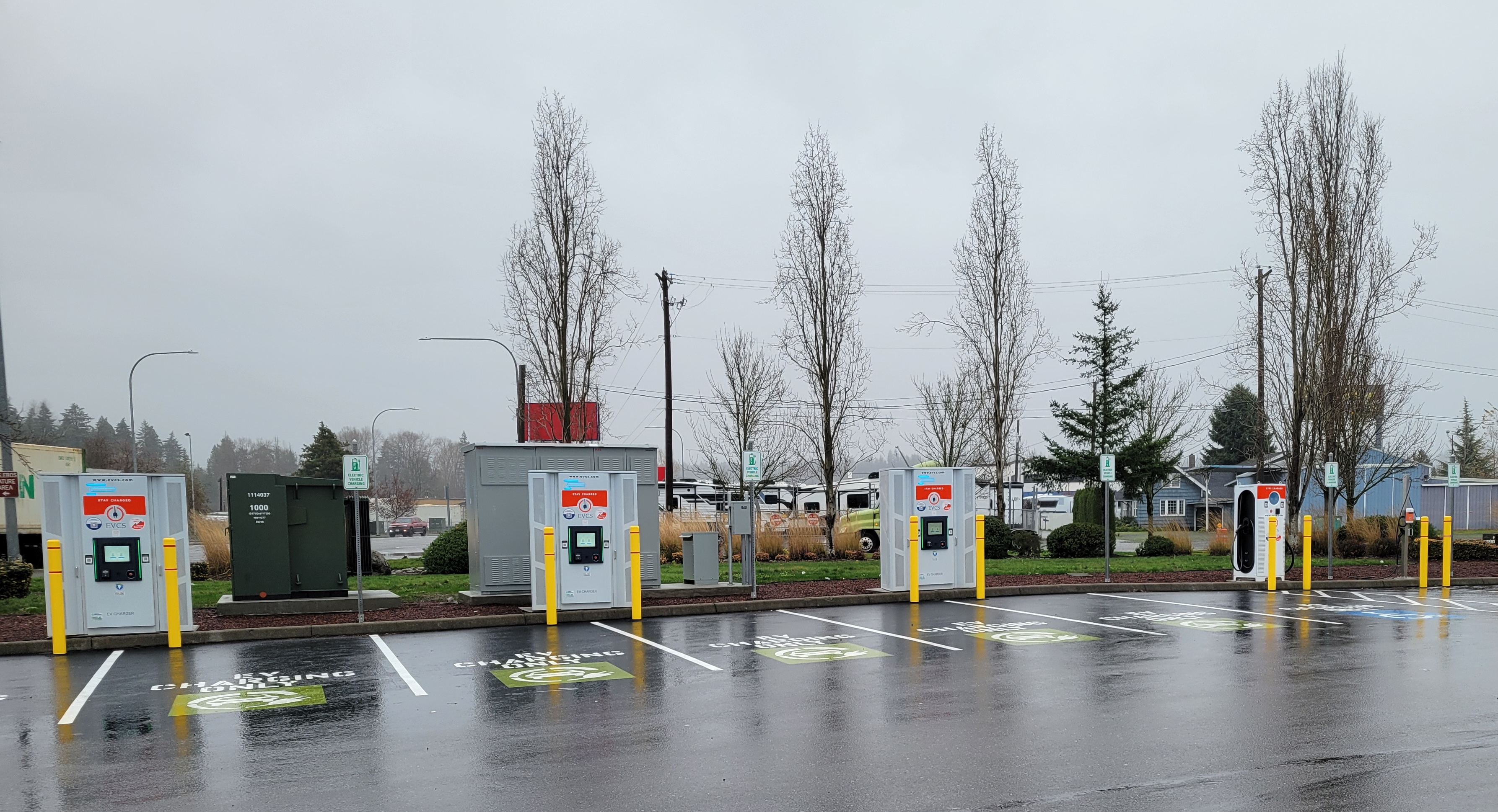 EV charging station at Tahoma Market