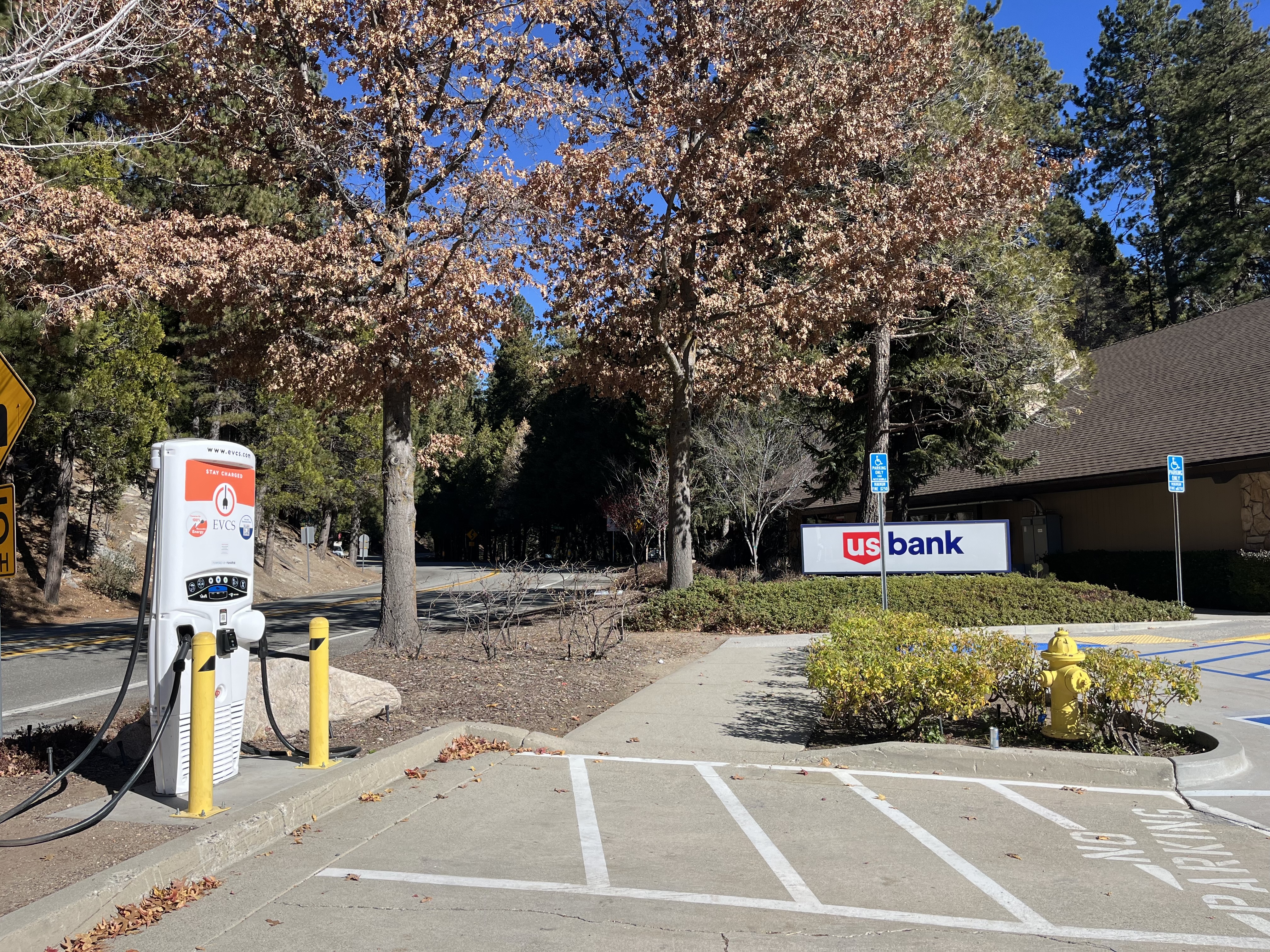 EV charging station at US Bank Blue Jay