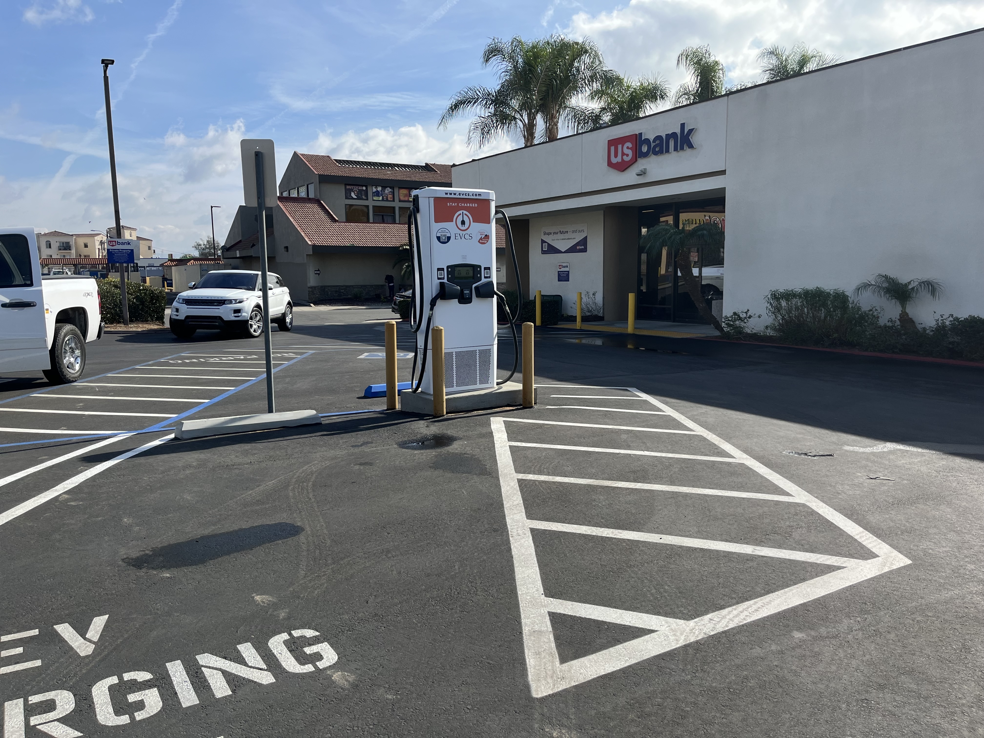 EV charging station at US Bank Jurupa Valley