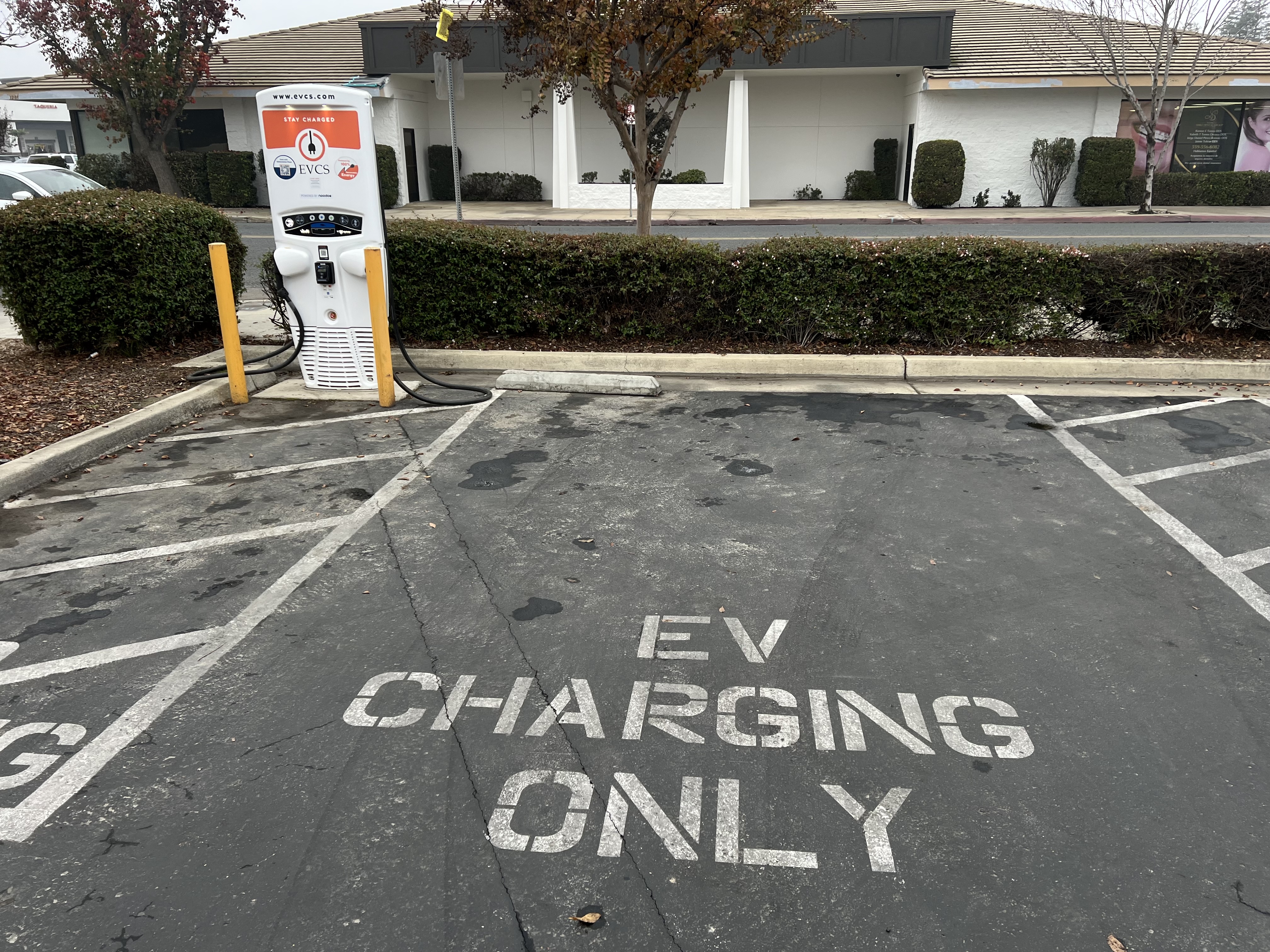 EV charging station at US Bank Tulare