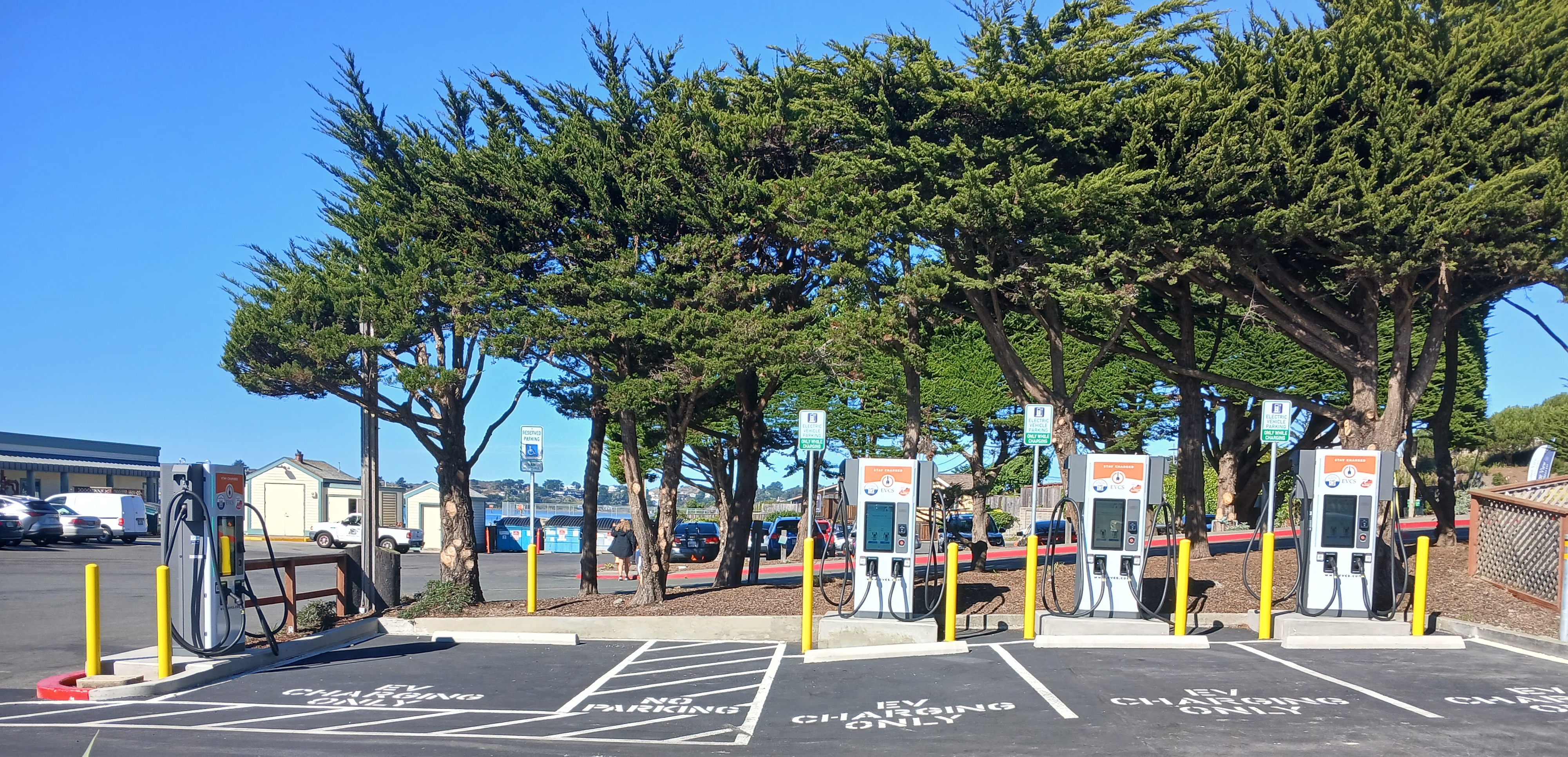 EV charging station at The Tides Wharf Restaurant