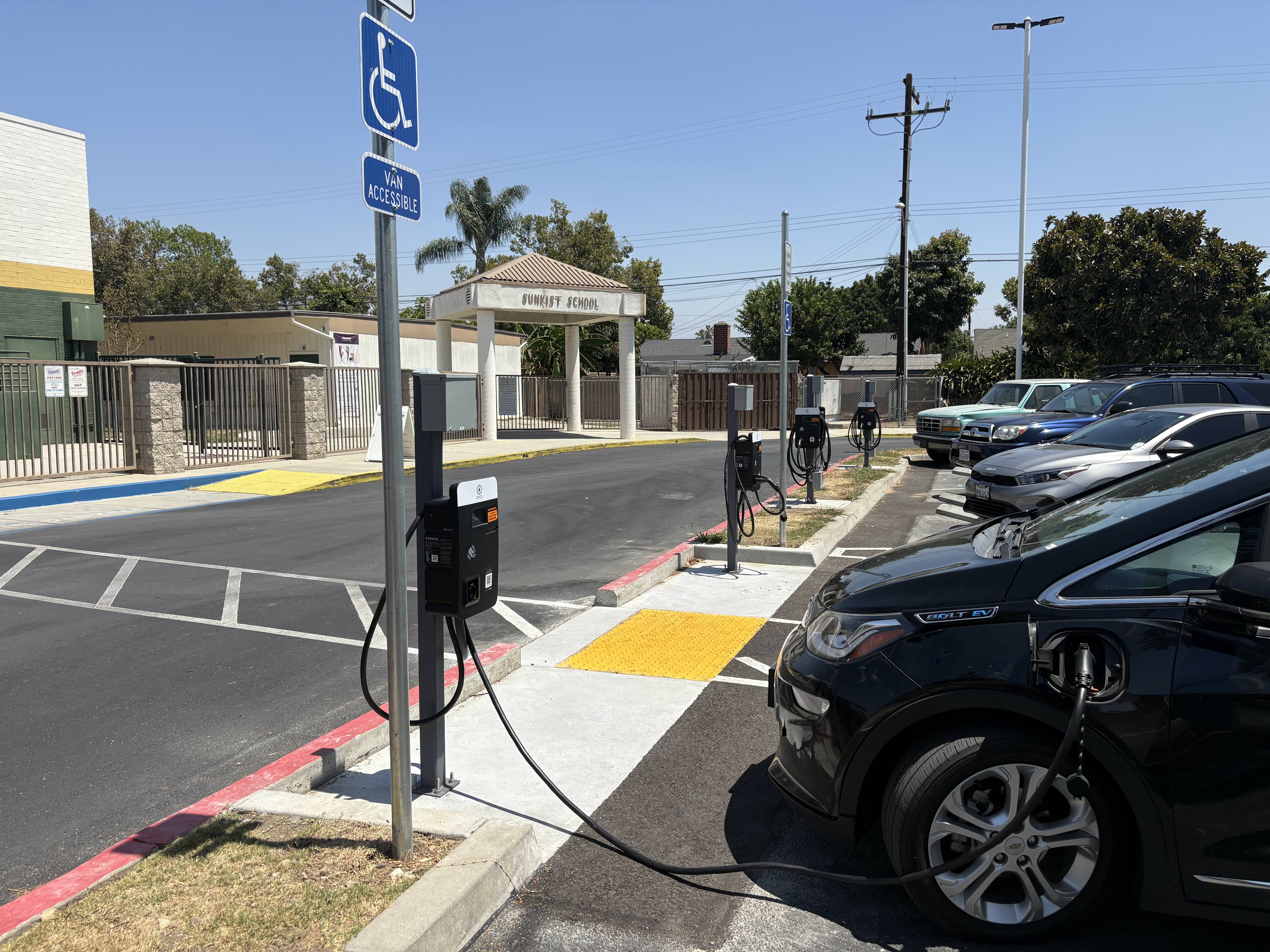 EV charging station at Sunkist Elementary School